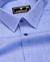 Rome Blue Stripe Melange Dobby Cotton Shirt