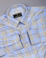 Greece Blue With Gray Check Giza Cotton Shirt