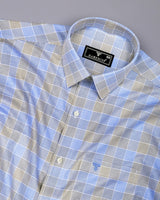 Greece Blue With Gray Check Giza Cotton Shirt