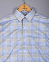 Greece Blue With Gray Check Giza Cotton Shirt
