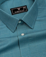 Slyron Aqua Green Houndstooth Premium Giza Shirt