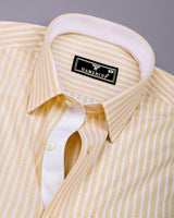 Zorya Cream With White Stripe Oxford Designer Shirt