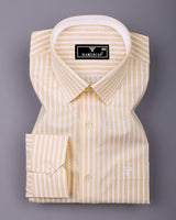 Zorya Cream With White Stripe Oxford Designer Shirt