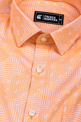 Light orange maze pattern floral printed jacquard cotton shirt