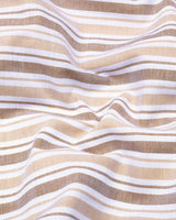 Grafita Cream With Brown Stripe Oxford Cotton Shirt