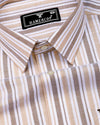 Grafita Cream With Brown Stripe Oxford Cotton Shirt