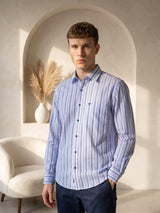 Grafita Blue With White Stripe Oxford Cotton Shirt