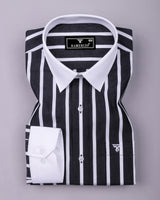 Cidon Black With White Stripe Designer Cotton Shirt