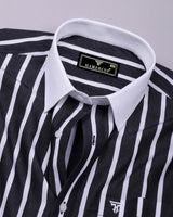 Cidon Black With White Stripe Designer Cotton Shirt