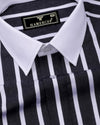 Cidon Black With White Stripe Designer Cotton Shirt