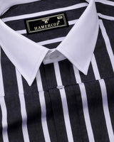 Cidon Black With White Stripe Designer Cotton Shirt