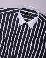 Cidon Black With White Stripe Designer Cotton Shirt