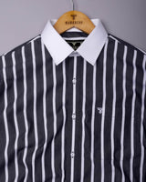 Cidon Black With White Stripe Designer Cotton Shirt
