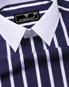Cidon Blue With White Stripe Designer Cotton Shirt