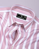 Granny Light Pink With White Stripe Cotton Shirt