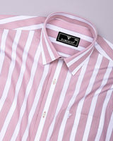 Granny Light Pink With White Stripe Cotton Shirt
