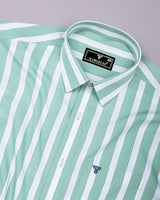 Granny Pista Green With White Stripe Cotton Shirt
