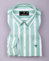 Granny Pista Green With White Stripe Cotton Shirt