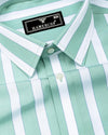 Granny Pista Green With White Stripe Cotton Shirt