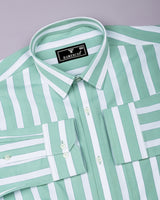 Granny Pista Green With White Stripe Cotton Shirt