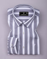 Granny Gray With White Stripe Cotton Shirt