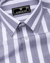 Granny Gray With White Stripe Cotton Shirt