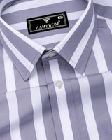 Granny Gray With White Stripe Cotton Shirt