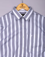 Granny Gray With White Stripe Cotton Shirt
