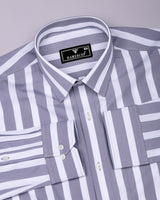 Granny Gray With White Stripe Cotton Shirt