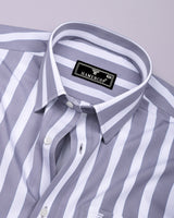 Granny Gray With White Stripe Cotton Shirt