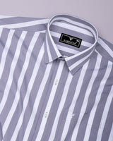 Granny Gray With White Stripe Cotton Shirt