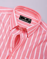 Sophin Orange With White Stripe Oxford Cotton Shirt