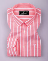 Sophin Orange With White Stripe Oxford Cotton Shirt