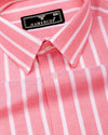 Sophin Orange With White Stripe Oxford Cotton Shirt