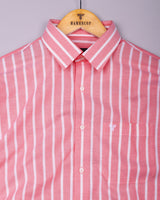 Sophin Orange With White Stripe Oxford Cotton Shirt