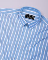 Sophin Blue With White Stripe Oxford Cotton Shirt