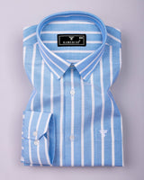Sophin Blue With White Stripe Oxford Cotton Shirt