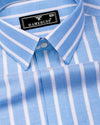 Sophin Blue With White Stripe Oxford Cotton Shirt