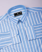 Sophin Blue With White Stripe Oxford Cotton Shirt