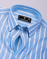 Sophin Blue With White Stripe Oxford Cotton Shirt