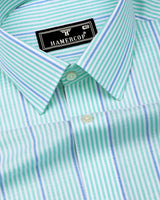 Mintone Green With Blue Stripe Oxford Cotton Shirt