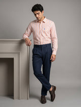 Mintone Orange With Blue Stripe Oxford Cotton Shirt