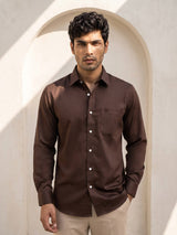 Velaro Coffee Brown Soft Cotton Formal Shirt