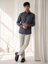 Velaro Ash Gray Soft Cotton Formal Shirt