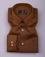 Cider Brown Satin Formal Premium Cotton Shirt