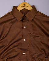 Cider Brown Satin Formal Premium Cotton Shirt
