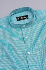 Green and white harringbone texture cotton solid shirt