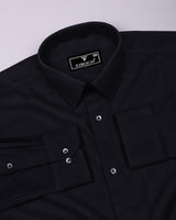 Ferrow Black Python Dobby Texture Cotton Shirt