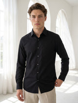 Ferrow Black Python Dobby Texture Cotton Shirt