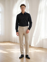 Ferrow Black Python Dobby Texture Cotton Shirt